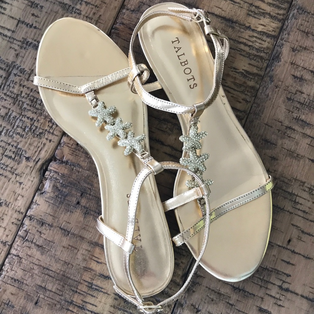 Talbots gold strappy starfish sandals size 81/2m.